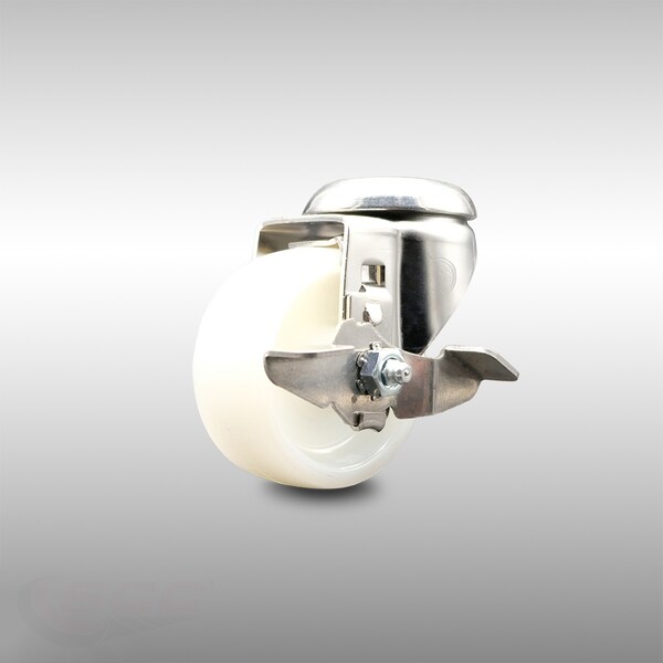 3 Inch 316SS Nylon Wheel Swivel Bolt Hole Caster with Brake